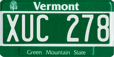 VT license plate XUC278
