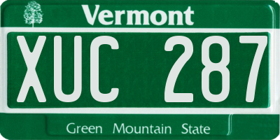 VT license plate XUC287