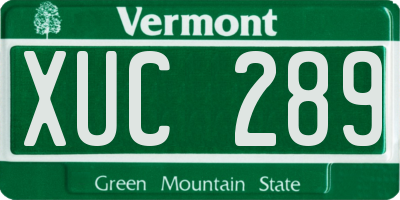 VT license plate XUC289