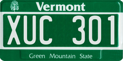 VT license plate XUC301
