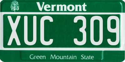 VT license plate XUC309