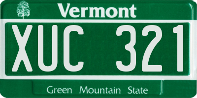 VT license plate XUC321