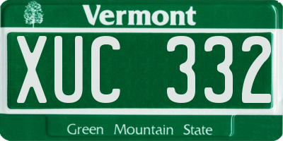 VT license plate XUC332