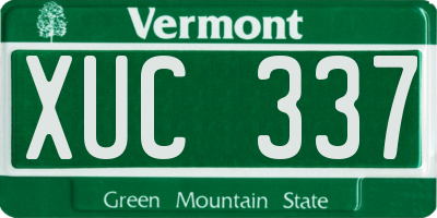 VT license plate XUC337