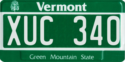VT license plate XUC340