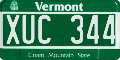 VT license plate XUC344