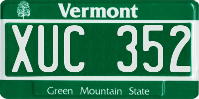VT license plate XUC352