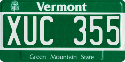 VT license plate XUC355