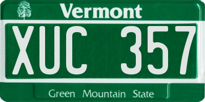 VT license plate XUC357