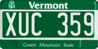 VT license plate XUC359