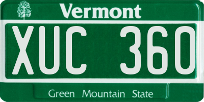 VT license plate XUC360