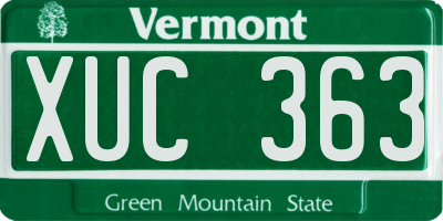 VT license plate XUC363