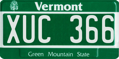 VT license plate XUC366