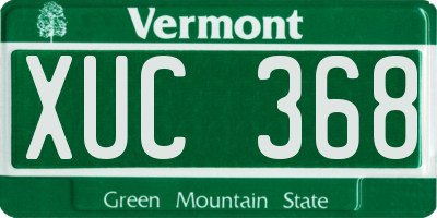 VT license plate XUC368