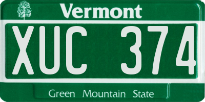 VT license plate XUC374
