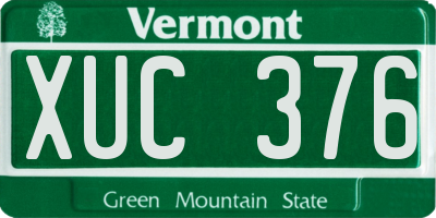 VT license plate XUC376