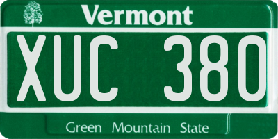 VT license plate XUC380