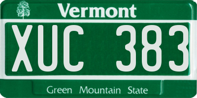 VT license plate XUC383