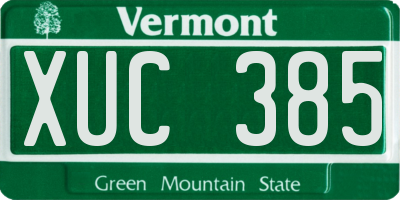 VT license plate XUC385