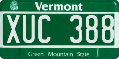 VT license plate XUC388