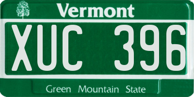 VT license plate XUC396