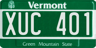 VT license plate XUC401