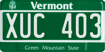 VT license plate XUC403