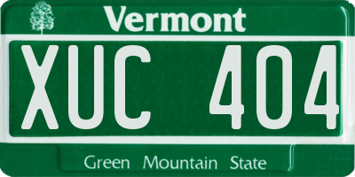 VT license plate XUC404