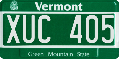VT license plate XUC405