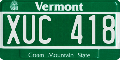VT license plate XUC418