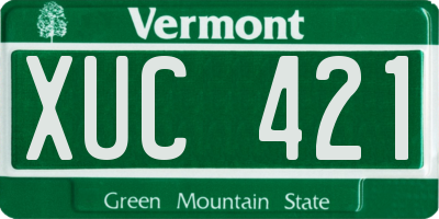 VT license plate XUC421