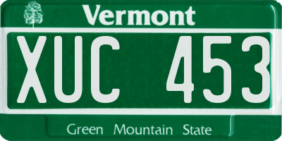VT license plate XUC453