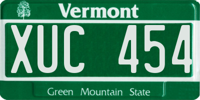 VT license plate XUC454