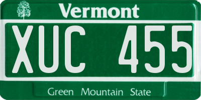 VT license plate XUC455