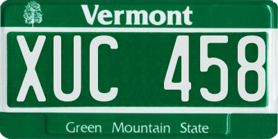 VT license plate XUC458