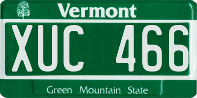 VT license plate XUC466