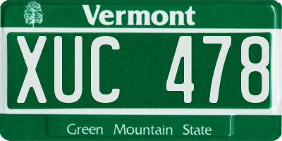 VT license plate XUC478