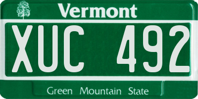 VT license plate XUC492