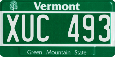 VT license plate XUC493