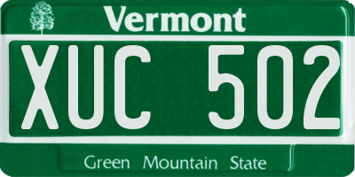 VT license plate XUC502
