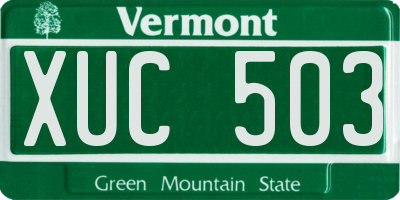 VT license plate XUC503