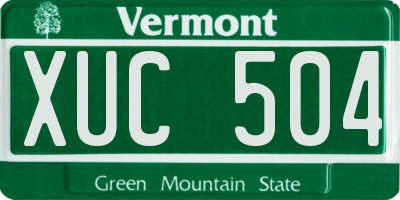 VT license plate XUC504