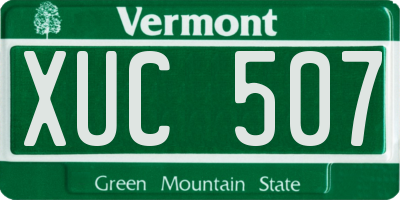 VT license plate XUC507