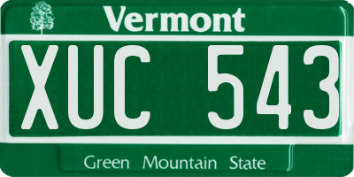 VT license plate XUC543