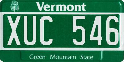 VT license plate XUC546
