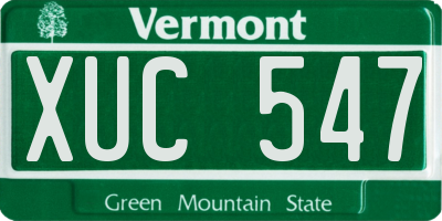 VT license plate XUC547