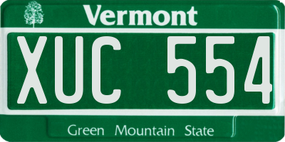 VT license plate XUC554