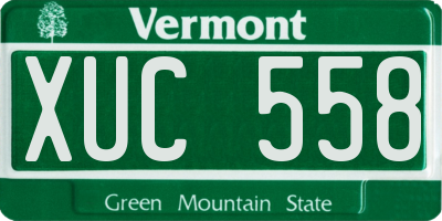VT license plate XUC558