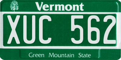 VT license plate XUC562