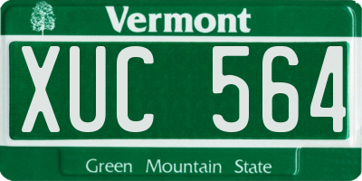 VT license plate XUC564